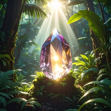 Radiant gem in lush forest
