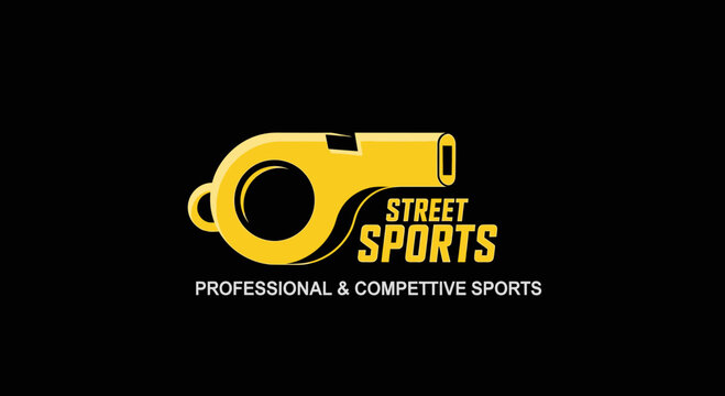 Bold Yellow Whistle Symbol Indicating Professionalism and Competitive Street Sports Branding