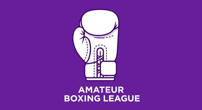 Boxing Glove Design with Amateur Boxing League text on a striking purple background