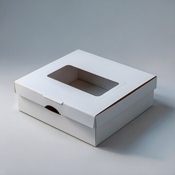 A clean, modern white packaging box with a clear window on the lid, perfect for presenting baked goods or small gifts