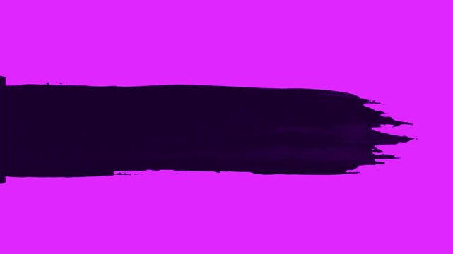 An abstract horizontal paint brush stroke in dark purple tone running across a bright magenta backdrop. Ideal for textured motion graphics, artistic transitions, and creative text overlays.