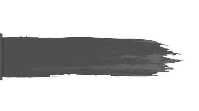A rough, textured dark grey or charcoal paint brush stroke applied horizontally across a clean white surface. This artistic element features realistic bristle marks, suitable for overlays, masking, or
