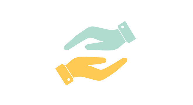 Two hands reaching pastel colors flat vector illustration