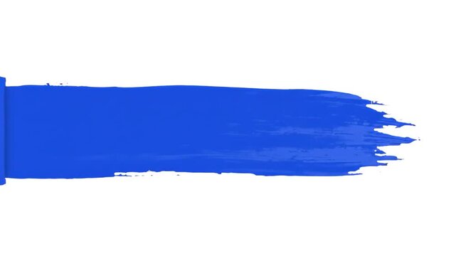 Animated blue watercolor paint stroke or acrylic brush stroke banner isolated on a clean white background. Perfect for video lower thirds, title backgrounds, artistic video overlays, graphic banners, 