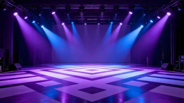 Empty stage with colorful lighting