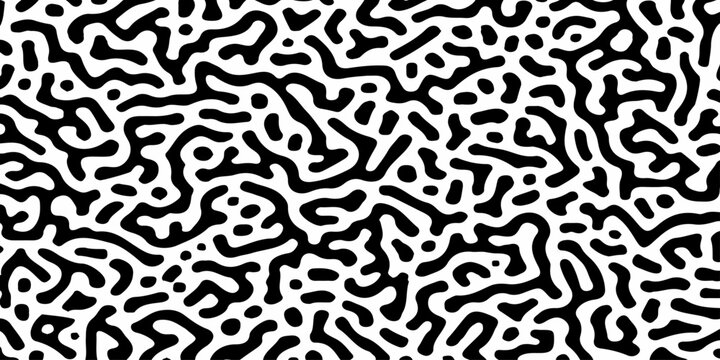 Abstract black and white organic reaction diffusion pattern background with maze-like turing structures. intricate reaction-diffusion pattern, organic, labyrinthine texture