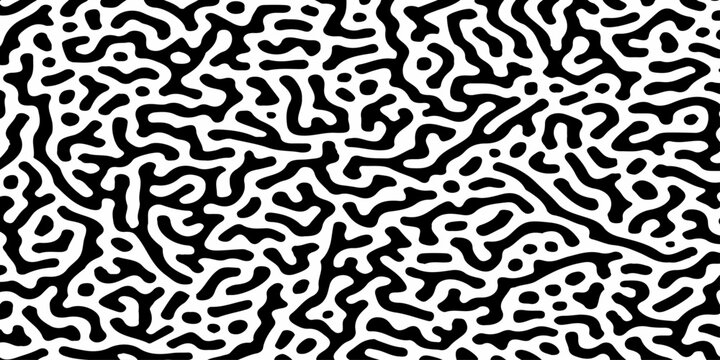 Abstract black and white organic reaction diffusion pattern background with maze-like turing structures. intricate reaction-diffusion pattern, organic, labyrinthine texture