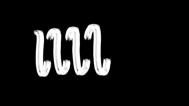 The looping video element animation displays an abstract hand-drawn or scribble effect of random white circles and lines on a solid black background.