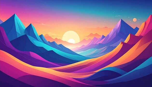 Psychedelic mountain vista sunset