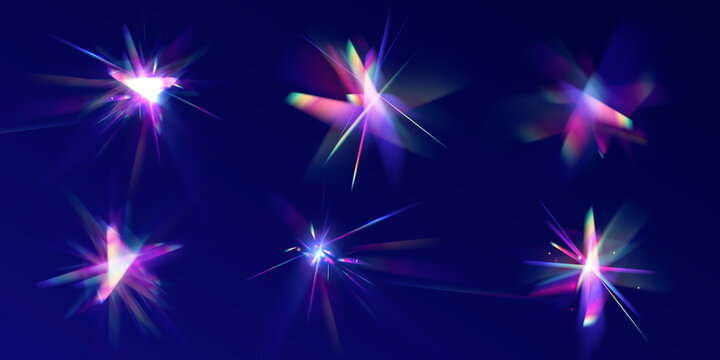 Abstract rainbow prism sparkles glow. Crystal reflections create cinematic holographic overlays. Transparent flares shimmer softly.