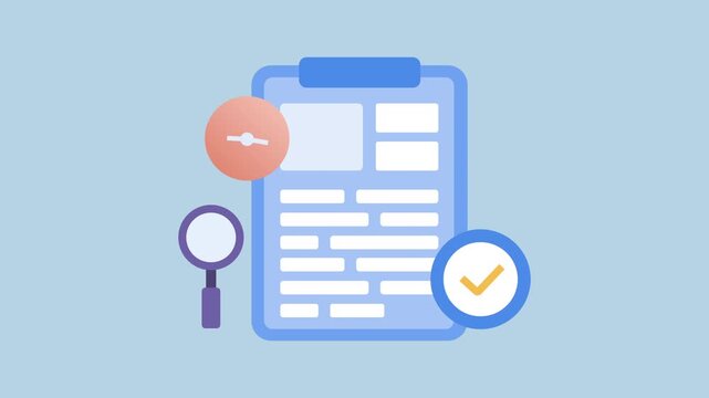 Task Checklist with Time and Approval Icons 2d Animation with Alpha Matte