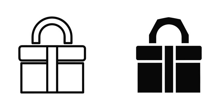 Open and closed padlock icons with handle