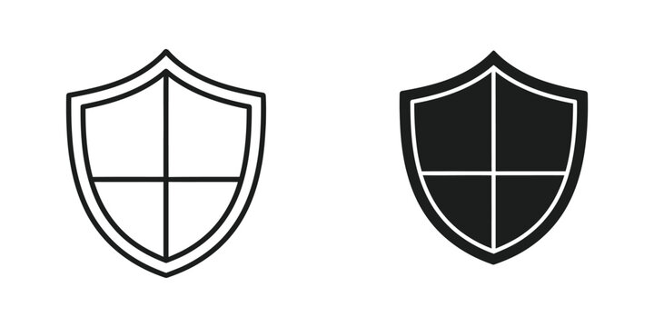Modern shield icon with cross pattern in two styles