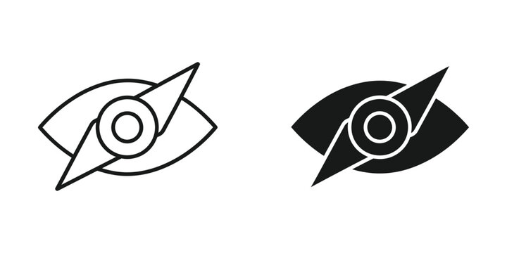 Minimalist evil eye symbol with white and black color scheme