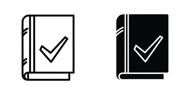 Open notebook with checkmark vector icon