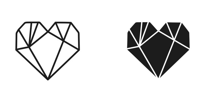 Geometric heart shape with diamond facets design