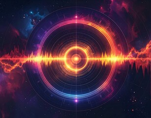 Obraz premium Vibrant Sound Wave Energy Visualization Graphic.