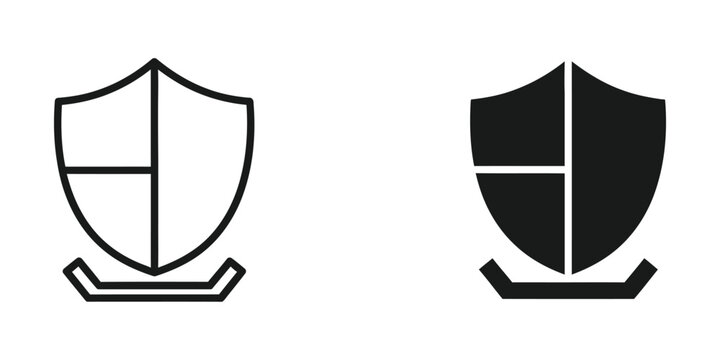 Simple black and white shield crest with cross emblem