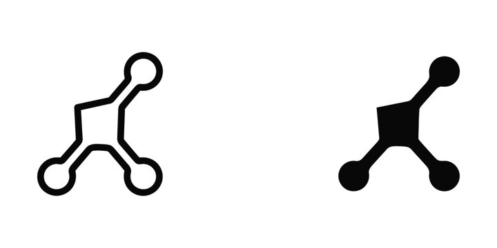 Minimalist abstract network or molecule icon with black and white style