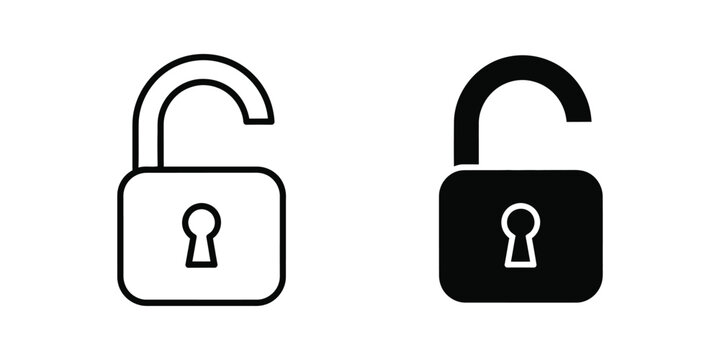 Open and closed padlock icons in contrasting styles