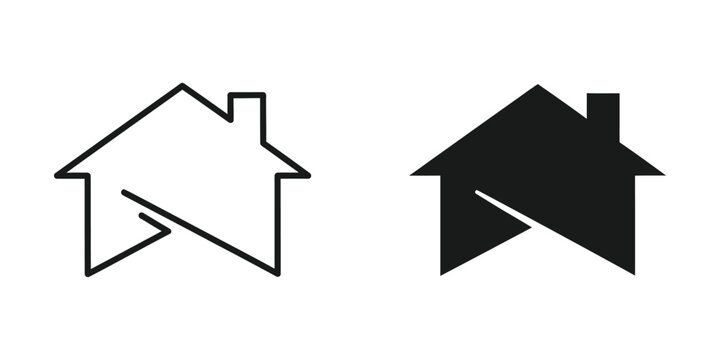 Minimalist house icon with arrow pointing down