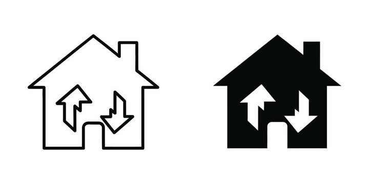 House price increase and decrease vector icon illustration