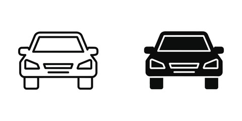 Obraz premium Simple black and white car icons front view