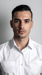 Obraz premium Portrait of a man in a white collared shirt