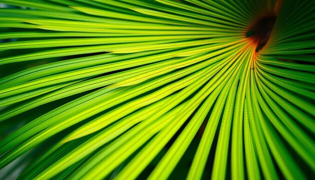 Close-up of vibrant green Chinese fan palm fronds, textured leaves,  nature,   palm frond