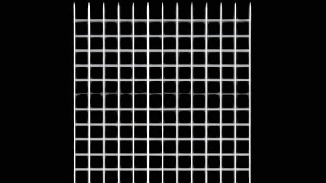 A clean, sharp white square mesh grid pattern laid over a deep black background. This minimalist design asset serves perfectly as a user interface technical overlay, a drafting alignment matrix, or a 