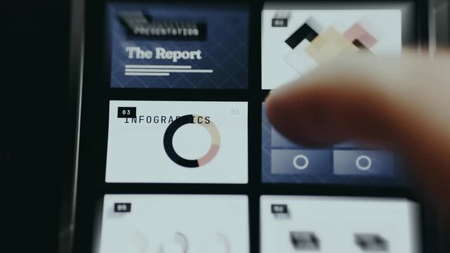 Viewing a modern, minimalist presentation template layout