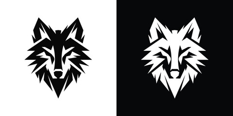 Black and white wolf head two variations with different backgrounds animal wildlife © Creative Tarek