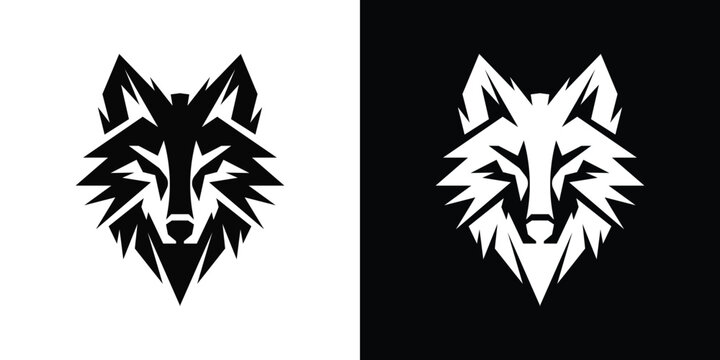 Black and white wolf head two variations with different backgrounds animal wildlife