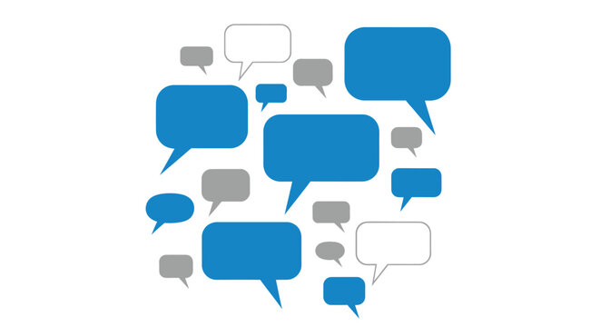 Abstract Graphic of Interlocking Speech Bubbles Representing Chat, Dialogue, and Messaging.