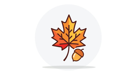 Autumn maple leaf and acorn illustration on white background © Rakib