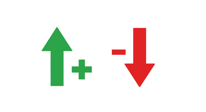 plus and minus icons with arrows green and red
