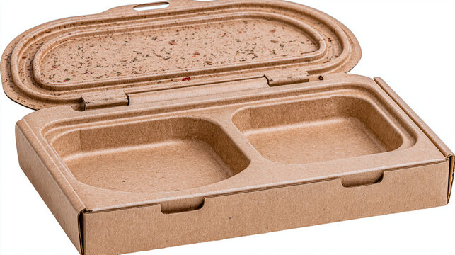Open molded pulp packaging box with two compartments eco friendly cardboard packaging