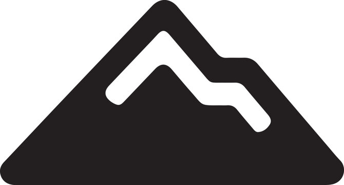 Black mountain peak isolated on a white background, flat for travel and nature themes