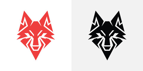 Geometric wolf head red and black abstract © Creative Tarek