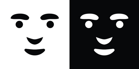 Fototapeta premium Minimalist black and white confused face emojis on split background, faces confused expressions