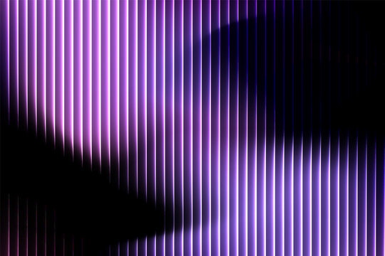 Abstract purple neon glowing wave with vertical light stripes and futuristic digital gradient motion blur background design