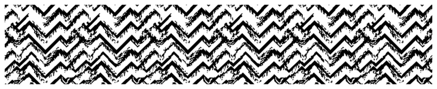 Chevron zigzag border pattern with distressed grunge texture in vintage graphic style