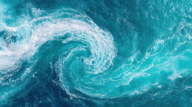 Powerful Ocean Currents Creating Swirling Patterns in Deep Blue Water