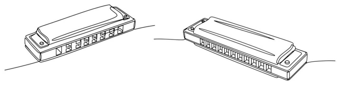 Harmonica mouth organ pair depicted in minimalist continuous line art style