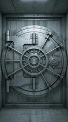 Obraz premium Massive Steel Vault Door with Intricate Gear Mechanism Inside Secure Facility