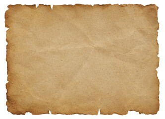 vintage aged parchment paper background treasure map with realistic wrinkled texture burnt edges antique medieval manuscript style empty old paper sheet isolated on transparent background