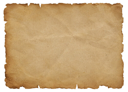 vintage aged parchment paper background treasure map with realistic wrinkled texture burnt edges antique medieval manuscript style empty old paper sheet isolated on transparent background