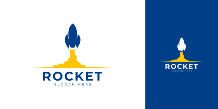 Minimalist Rocket Launching with Smoke Trail Logo Template