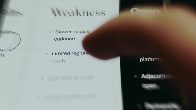 SWOT Analysis presentation, Weaknesses factor analysis