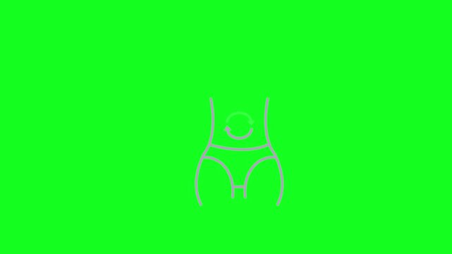 Illustration of a healthy digestive process. Animated stomach icon with outline.